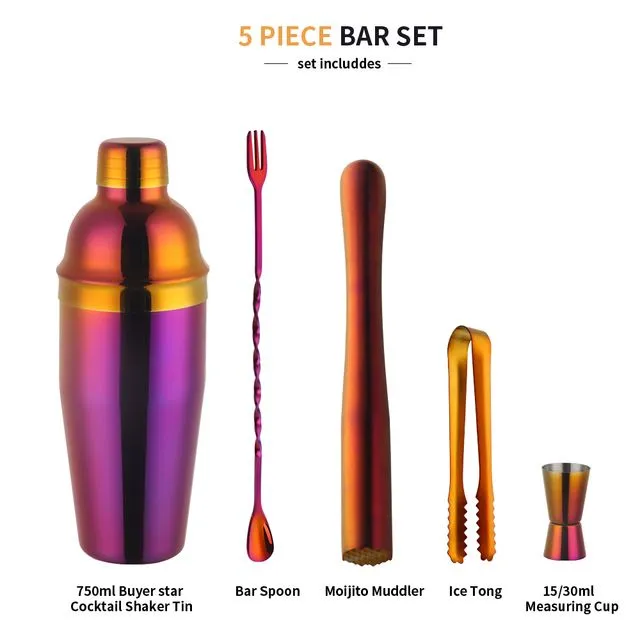 Set shaker per cocktail in metallo da 750 ml