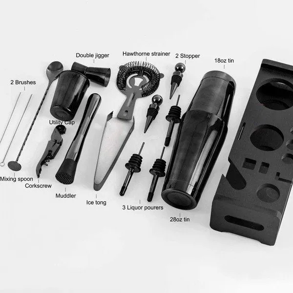 Set shaker nero con supporto