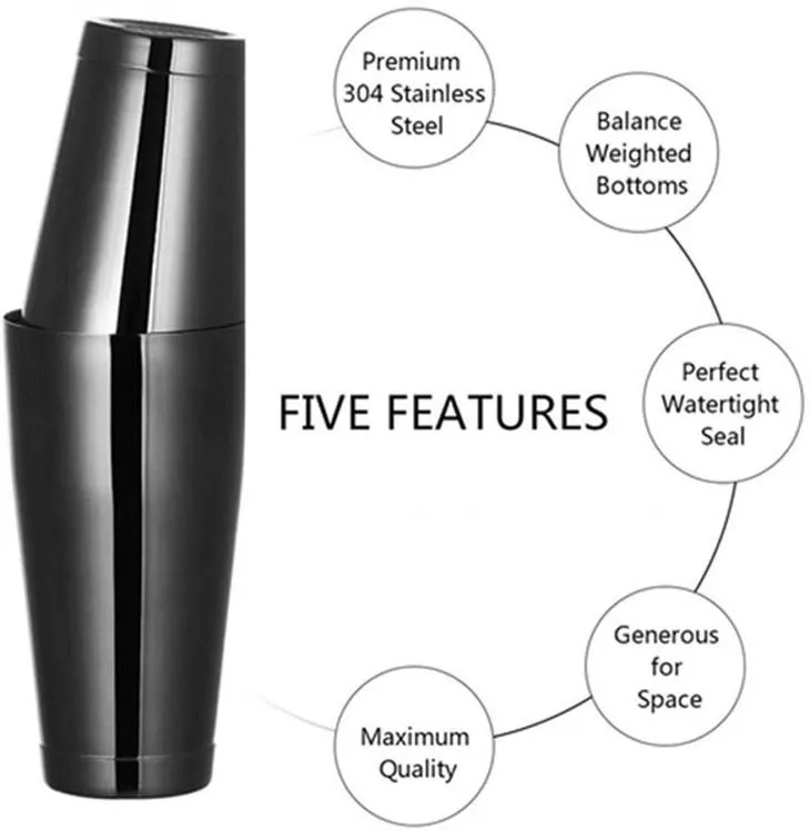 Shaker Boston in acciaio inossidabile nero