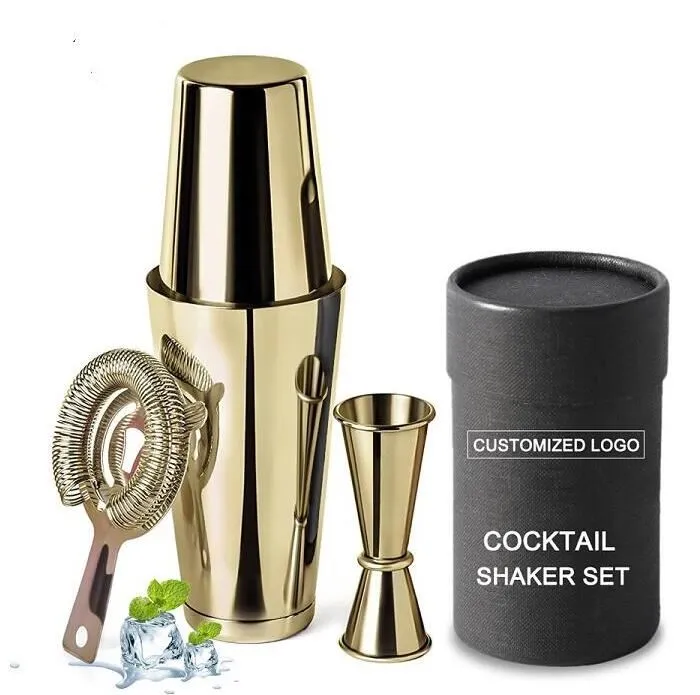 Set shaker per cocktail professionale in oro